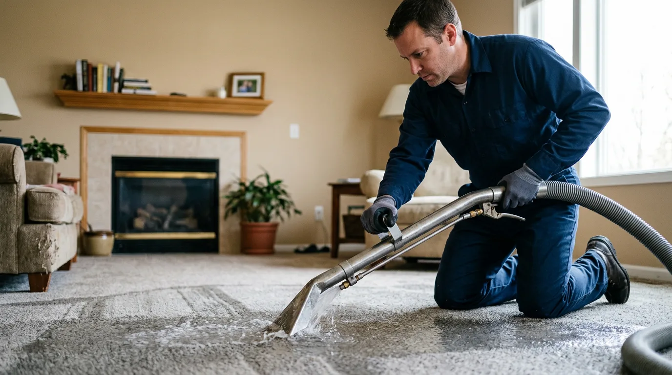 Water damage restoration technician working near Claudville, VA